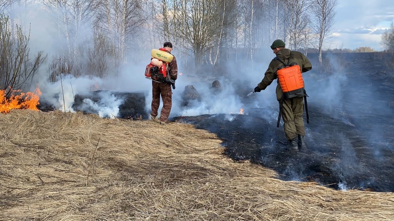 Добровольная пожарная команда «Семибратово» приняла участие в ликвидации возгорания сухой травянистой растительности